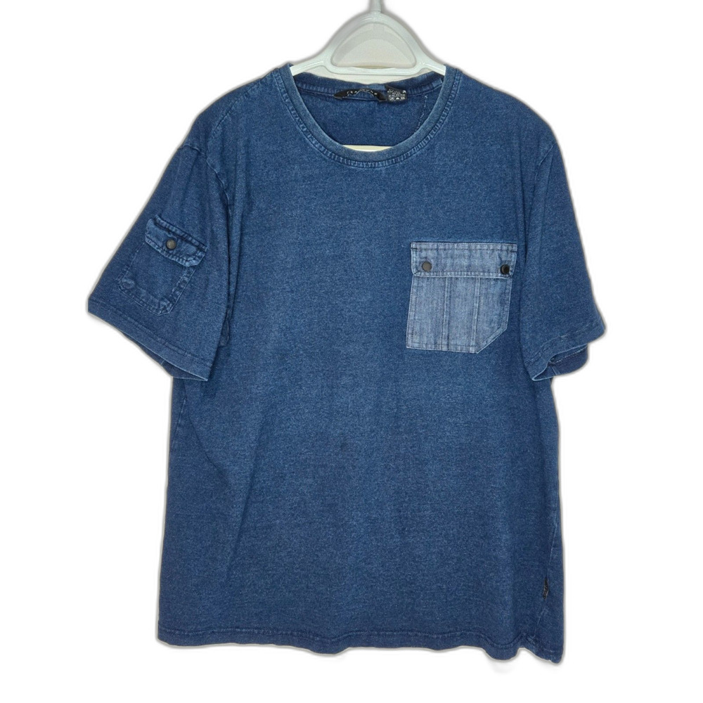 Sean John Slub Pocket T-Shirt | Cargo Details | Men's Size XL | Indigo Blue